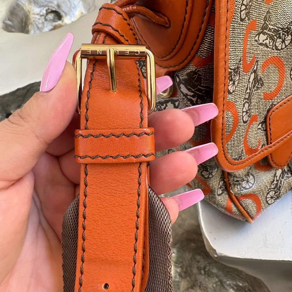Celine Orange and Gray Satchel with Structured Design - Picture 7 of 7